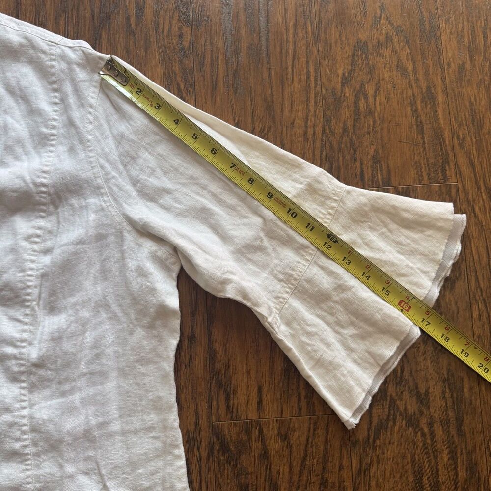 Multiples White Linen Womens Jacket White Ruffle Buttons Flare Sleeve Size XL - Picture 7 of 12